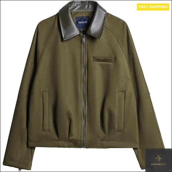 Jackets & Blazers - Faux Suede Cropped Bomber Jacket with Contrast Collar Zip Up Casual